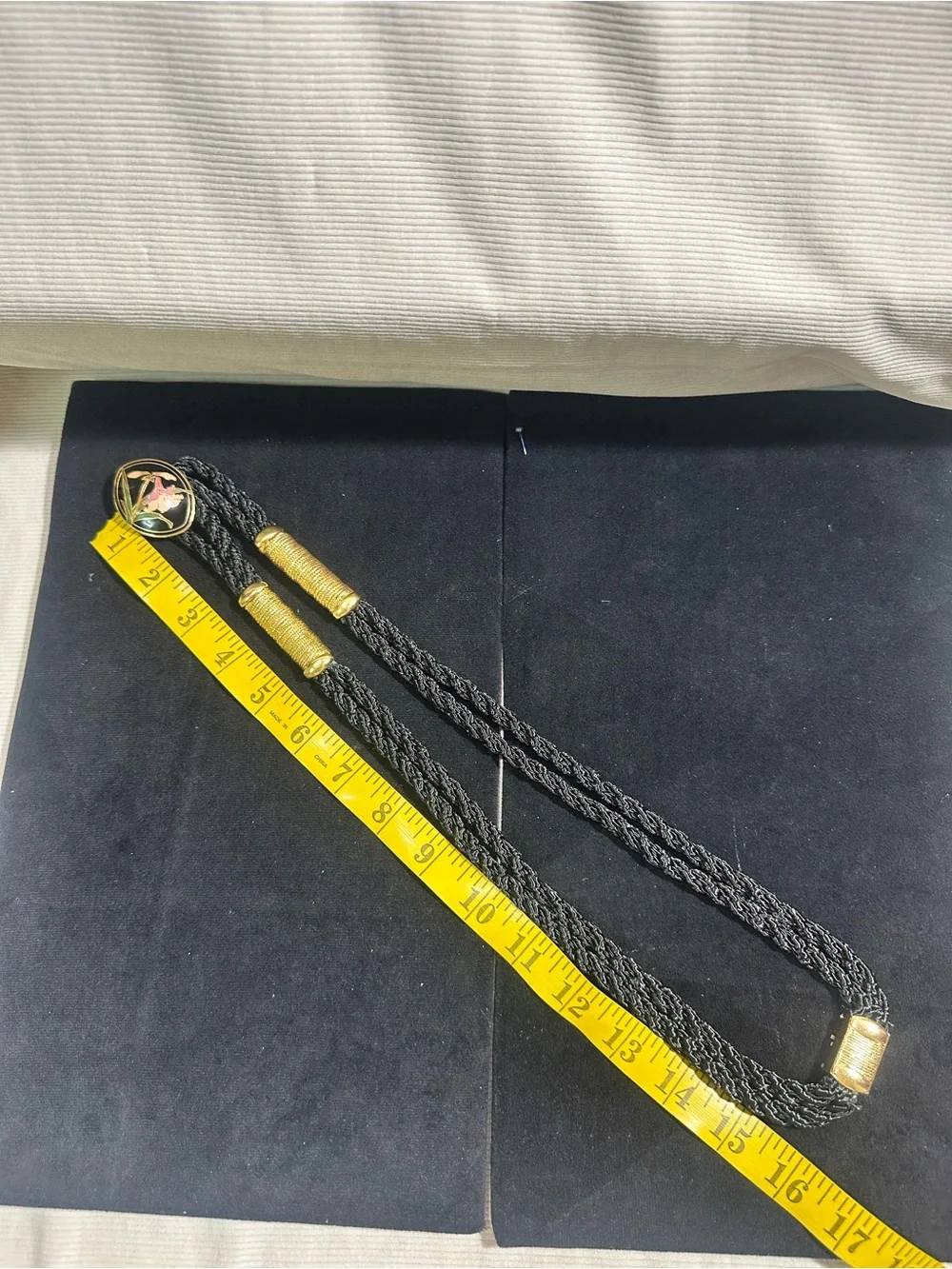 Vtg: Cloisonné Enamel Floral Belt 32”-36”